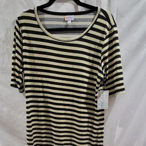 NWT Lularoe Julia Dress Yellowish Cream Color with Black Stripes